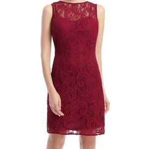 Phistic | Dark Red Lace-Overlay Sheath Dress Never worn woman dress
